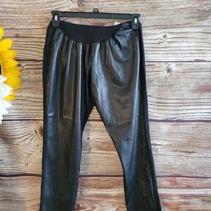 Jessica Simpson Maternity pants faux leather black front Women's XL NWT